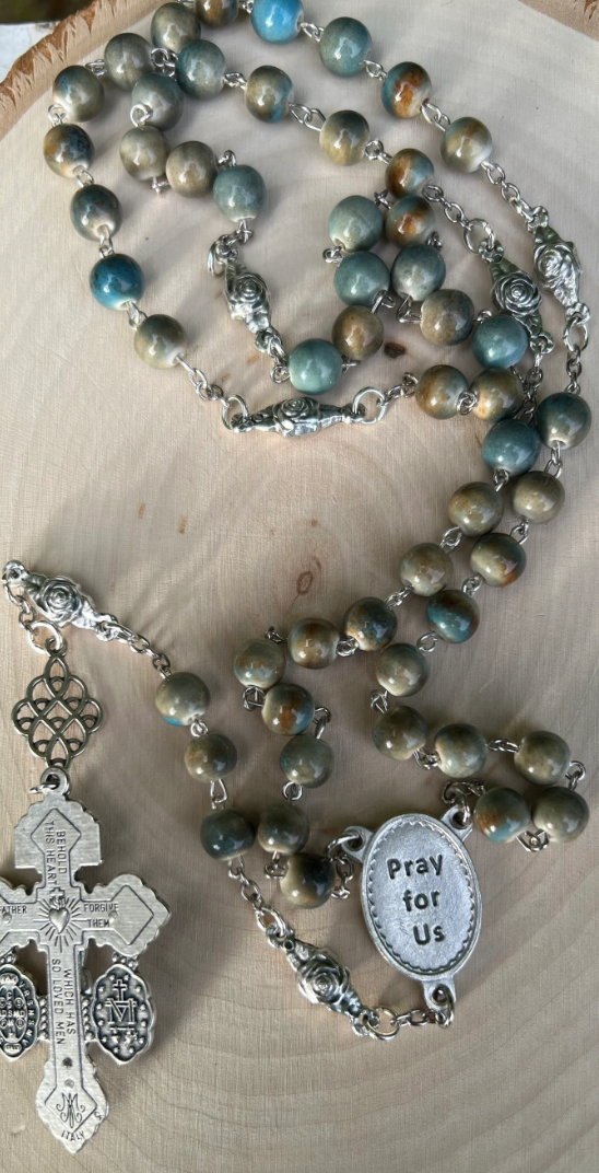 Handmade Saint Pio Rosary β Elegant Ceramic Prayer Beads for Devotion & Gifts - Rosaries by Minnette
