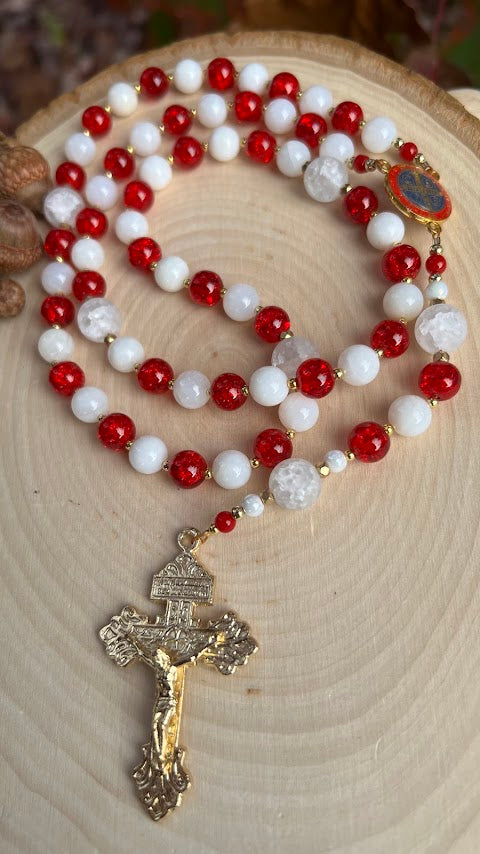 Beautiful Rosary Precious Blood of Jesus/Medal of Saint Benedict/Rosaries/Prayer Beads/Rosary Beads/Christmas Gifts/Cyber Deals/Crafting