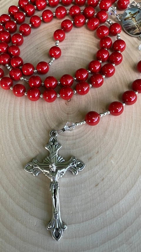 Beautiful Rosary Precious Blood of Jesus/Handmade/Rosaries/Devotional Rosary/Unique Design/Catholic Rosary/Prayer Beads/Christmas Gifts