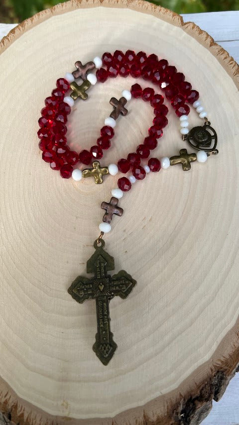 Beautiful Sacred Heart Rosary/Vintage/Rosary/Rosary Beads/Catholic Rosary/Handmade/Beautiful Devotional Rosary/Christmas Gifts/Cyber Deals