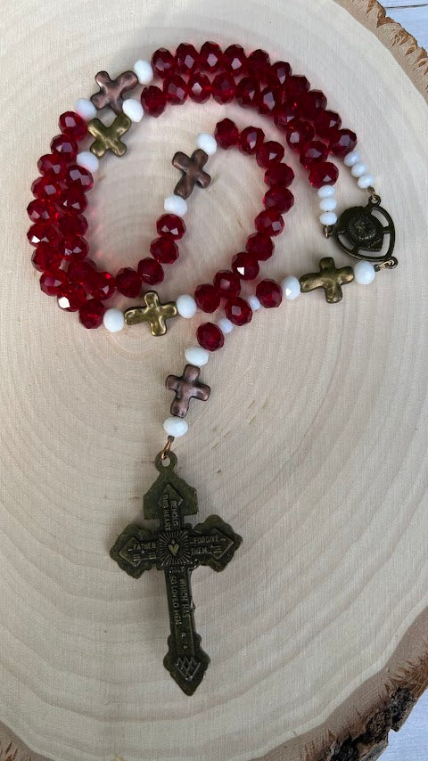 Beautiful Sacred Heart Rosary/Vintage/Rosary/Rosary Beads/Catholic Rosary/Handmade/Beautiful Devotional Rosary/Christmas Gifts/Cyber Deals