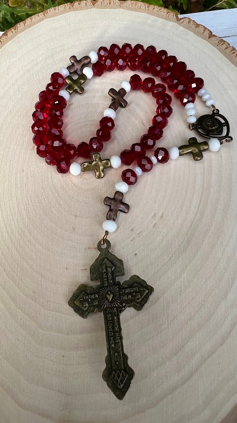 Beautiful Sacred Heart Rosary/Vintage/Rosary/Rosary Beads/Catholic Rosary/Handmade/Beautiful Devotional Rosary/Christmas Gifts/Cyber Deals